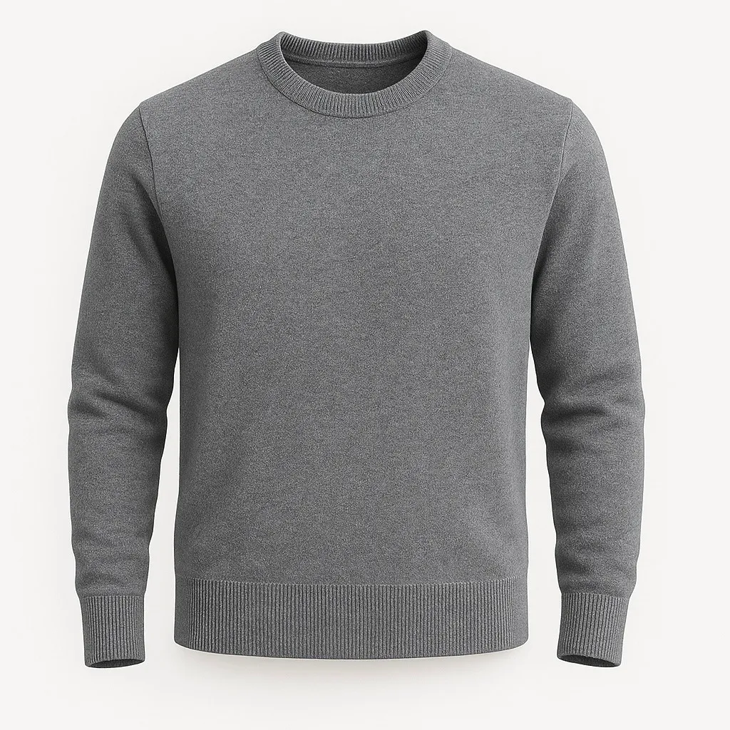 Sweater Básico Algodón cuello redondo Gris