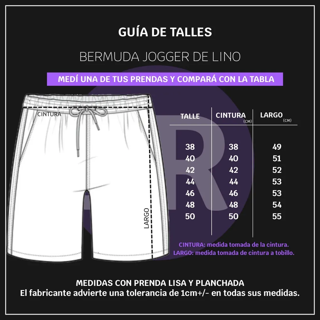 Bermuda Jogger Hombre Lino Elástico - Imagen 3