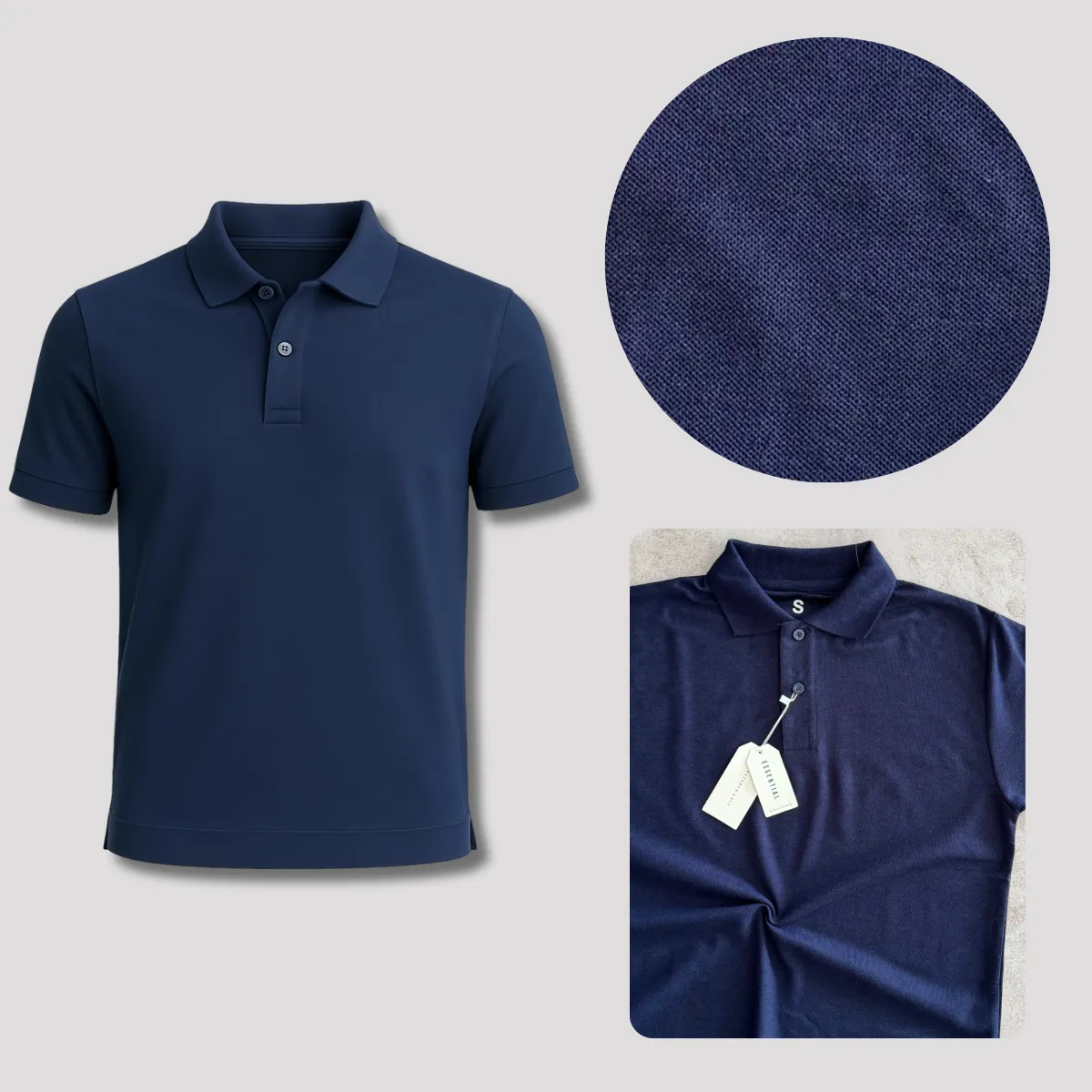 Chomba 100% Algodón Pique Azul - Imagen 2