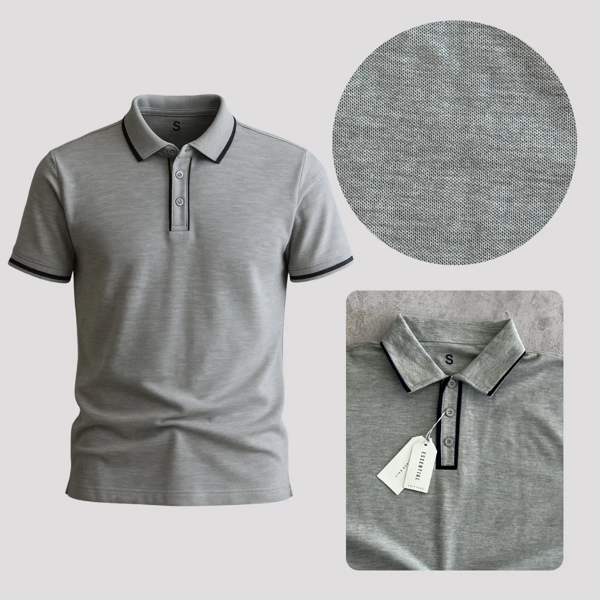 Chomba 100% Algodón Pique Gris - Imagen 2