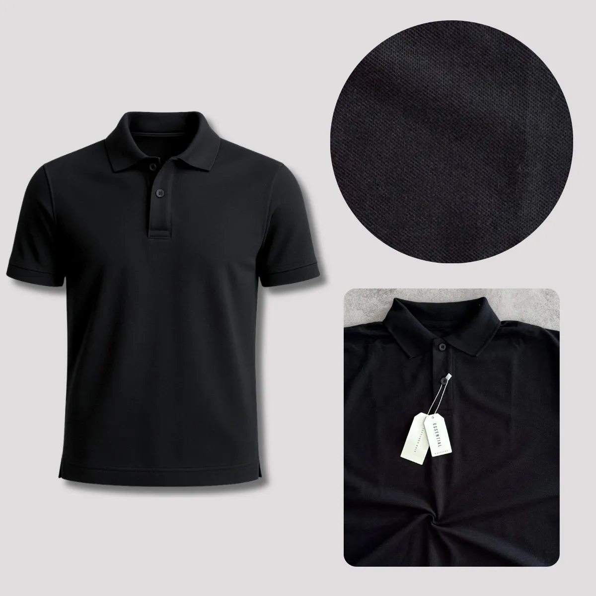 Chomba 100% Algodón Pique Negra - Imagen 2